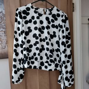 White and black semi sheer blouse